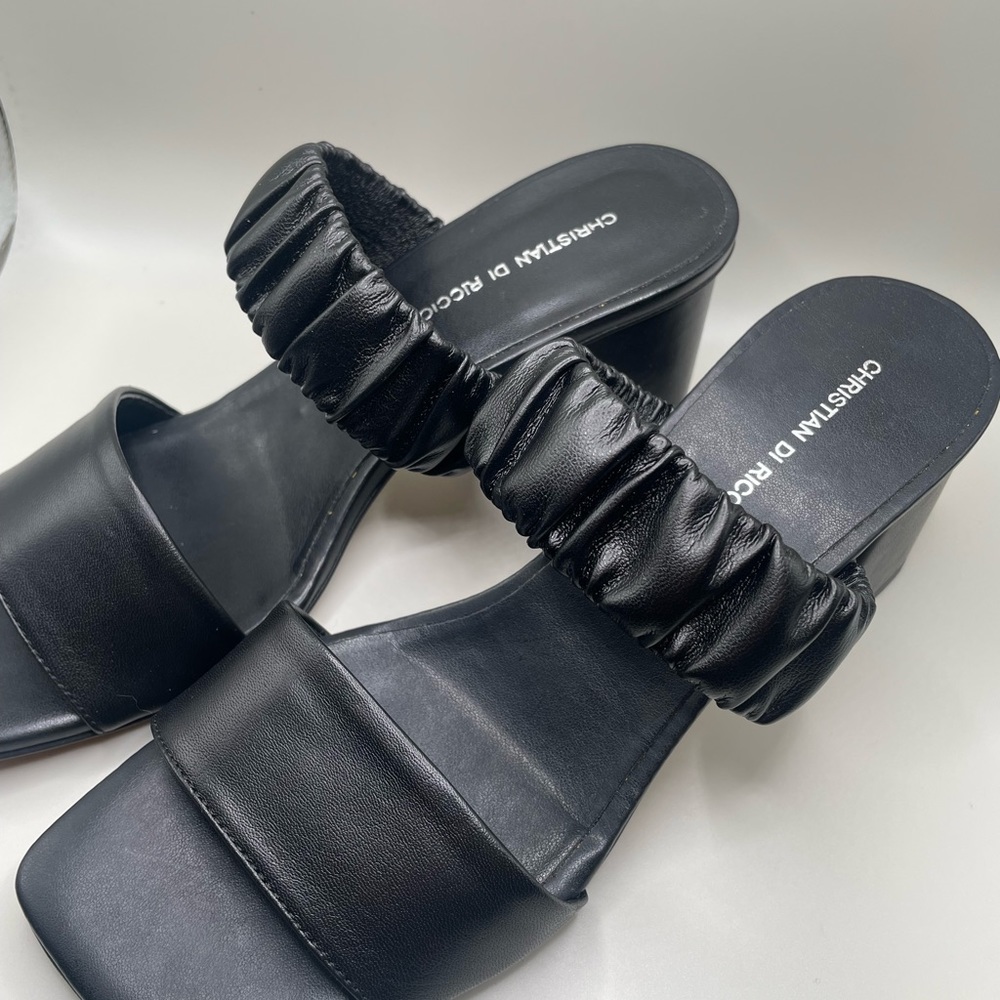 Christian Di Riccio Women’s 2 Band Black Sandal Size:9